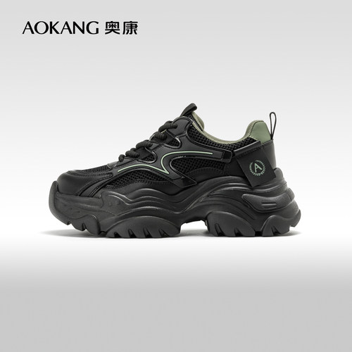 奥康系带圆头厚底休闲鞋