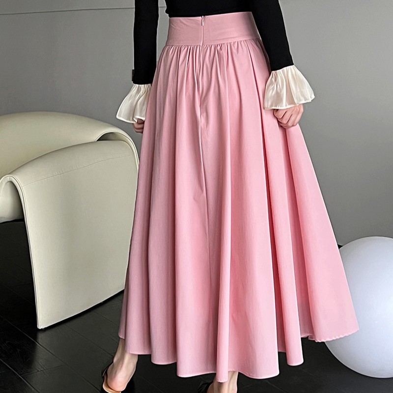 法式高级感粉色半身裙