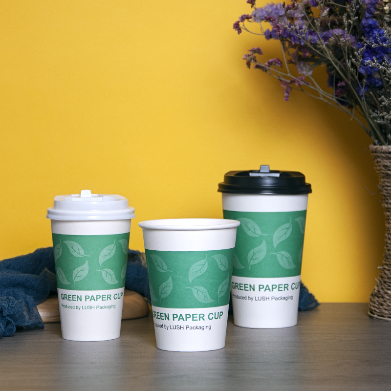 350ml一次性豆浆杯绿色奶茶纸杯