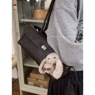 冬季 简约保龄球包百搭单肩腋下包 复古女士手提包2025新款