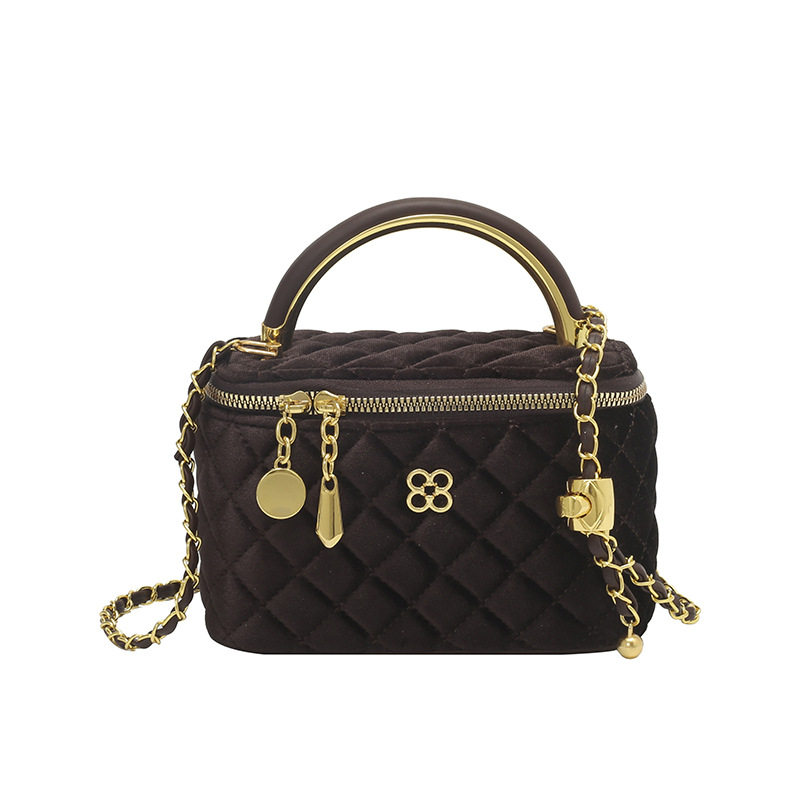 手提绣线链条女包2026年新款时尚菱格化妆盒子包可调节肩带斜挎包,箱包皮具/热销女包/男包,水桶包,淘宝优惠券,粉丝福利购,淘宝优惠卷