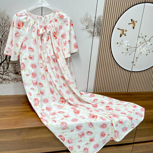 裁缝店选色定做夏天睡裙复古国风棉绸睡衣妈妈款可外穿宽松连衣裙