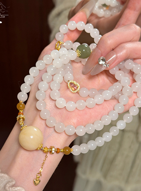 璐璐的玉器店 和田玉糖粉 野牛沟 黄口 俄罗斯碧玉高青白手串