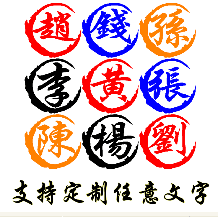 贴纸姓氏人名自定义文字防水贴画