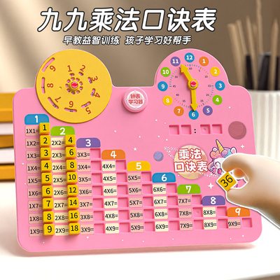 九九乘法口诀表99加法卡片教具背诵神器口算数学游戏练习记忆转盘