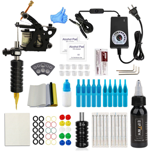 黑色五孔纹身机套装规格可选学员自学纹身工具多色料刺青练习套装