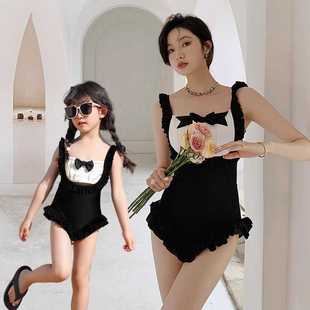 保守显瘦沙滩泡温泉泳装 韩版 Cardin母女亲子连体泳衣新款 法国Fad