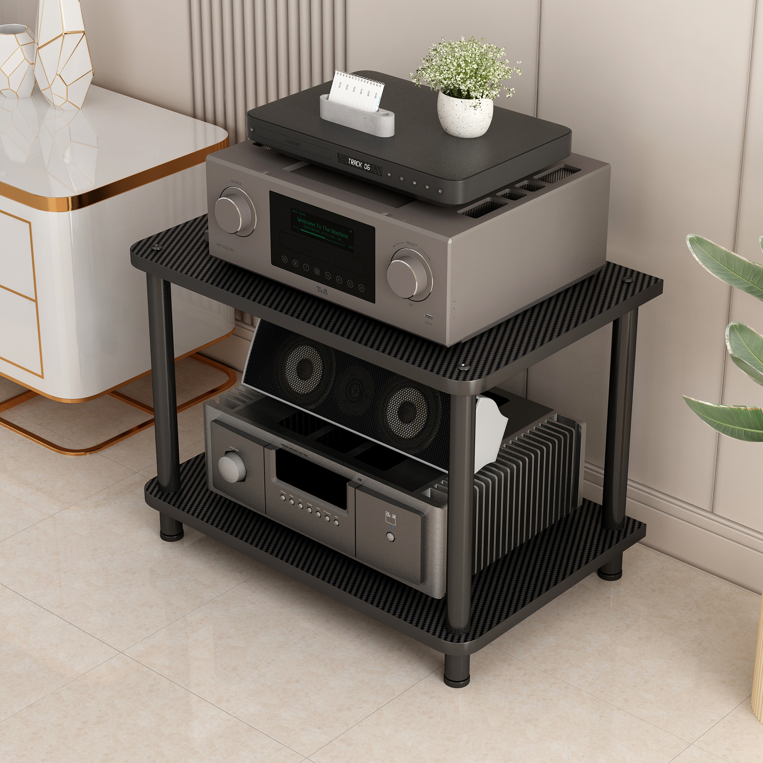 大尺寸功放机架胆机甲类音响支架CD机柜游戏机放大器脚架收纳架子