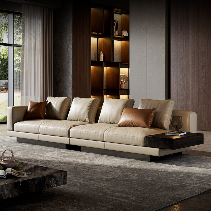 康纳利意式极简真皮沙发轻奢客厅大小户型现代简约大平层直排沙发