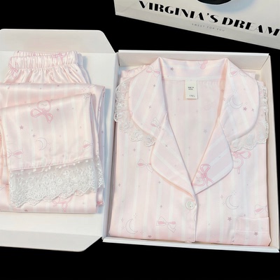 冰丝睡衣女春夏蕾丝可外穿套装