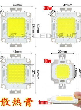 促销2.5元1只10W集成光源LED灯珠50W 100W投光灯路灯台湾芯片足瓦