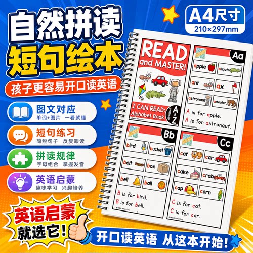 Phonics自然拼读Sight Words高频词CVC全套同步闪卡小学教具