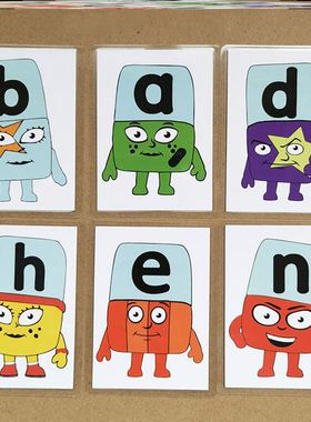 字母积木Alphablocks动画贴画教具26个英语卡片自然拼读学习桌游
