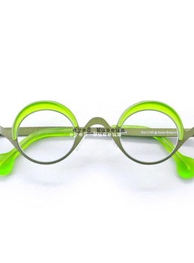 Theo比利时进口 正圆形眼镜框架 眉线纯钛薄果冻彩色个性设计师款