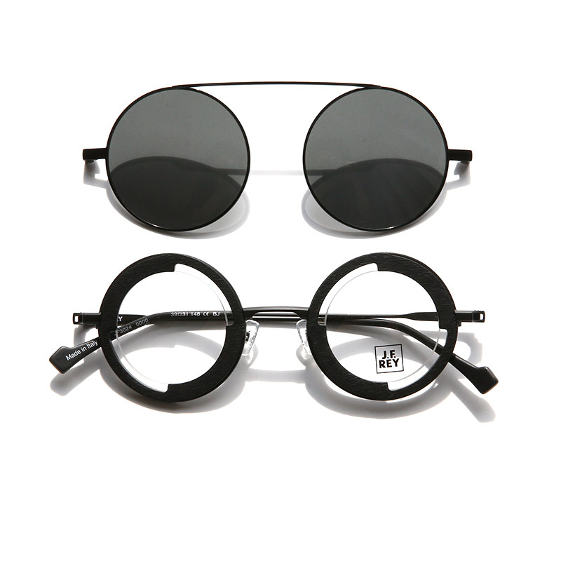 限量版法国独立设计师黑圆框板材墨镜夹片近视眼镜架个性正圆全框