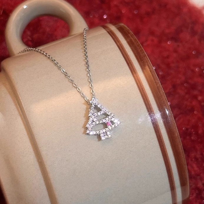 S925纯银圣诞树项链女情人礼物