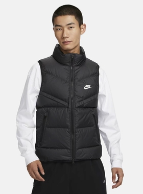 NIKE耐克羽绒服马甲男女冬新立领防风保暖运动外套背心FB8184-010