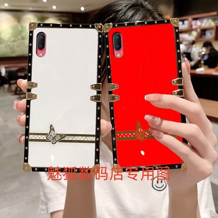 新款细钻蝴蝶适用于vivoY93方形手机外壳Y93s全包四角加厚防摔保护套