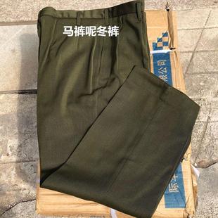 正品马裤呢纹路04黄裤子黄色裤子中老年哔叽裤男冬裤军绿色毛呢裤