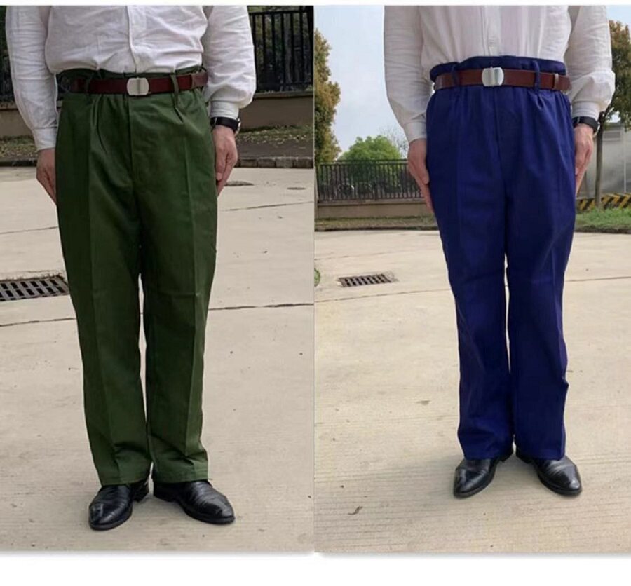 正品大裤裆军绿色涤卡裤子老式65黄裤65式蓝涤卡裤中老年高腰男裤