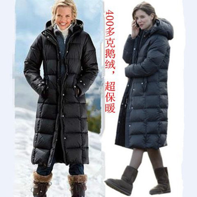 ED鹅绒服女式长款羽绒服女加厚超长羽绒大衣大码过膝羽绒外套加肥