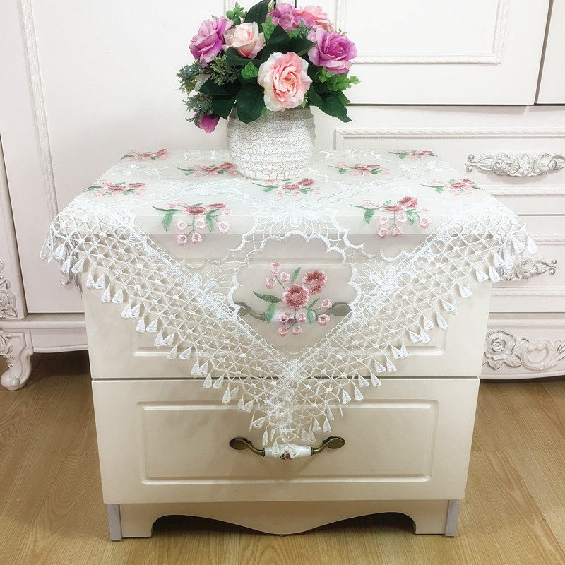 盖布桌布万能盖巾床头柜盖布蕾丝欧式洗衣机盖巾电视防尘布茶几布