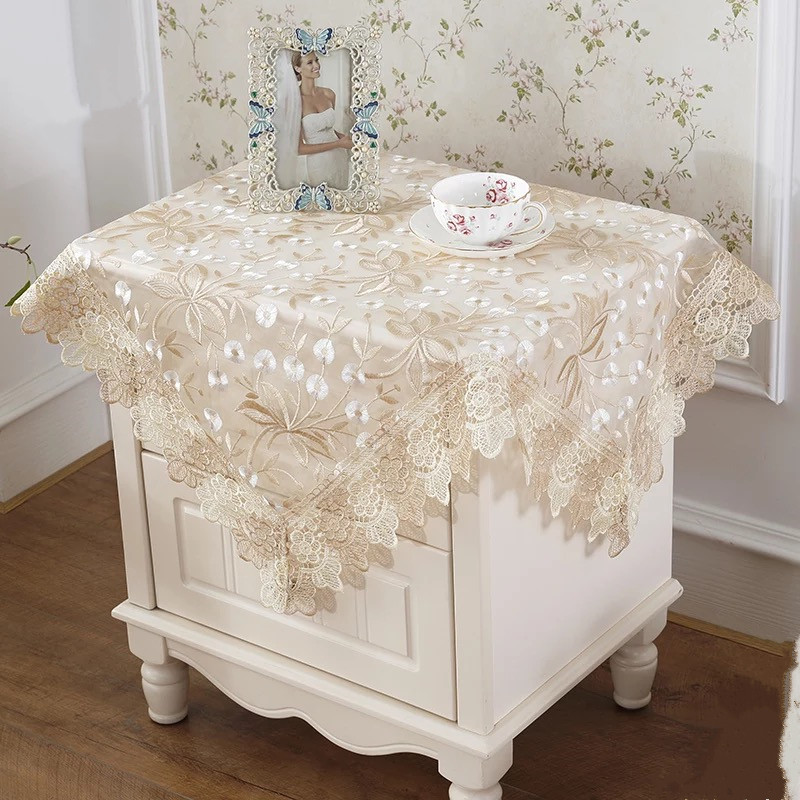 床头柜盖巾桌布蕾丝空调罩电视布