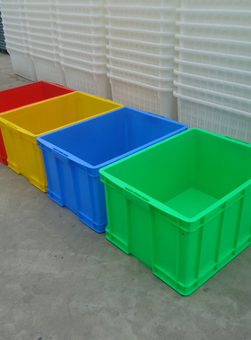 带盖周转箱塑料大箱子工业转运箱740*560*400加厚红色不良品箱