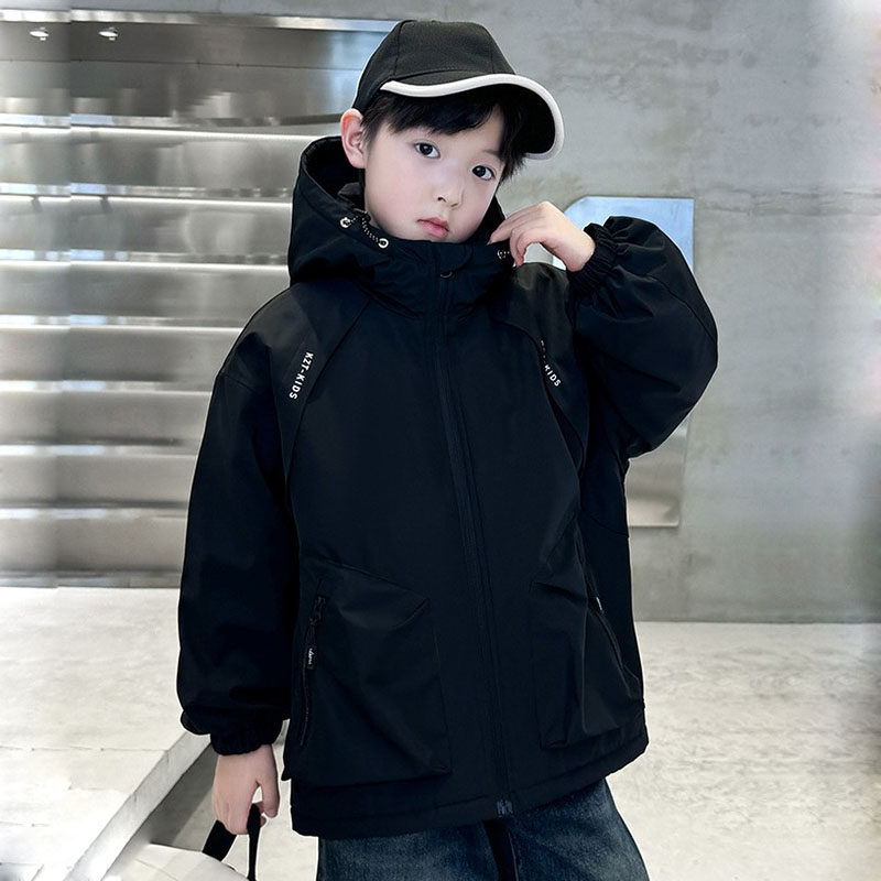 男童风衣外套秋冬新款2025儿童衣服男孩中大童冲锋衣加厚加绒帅气