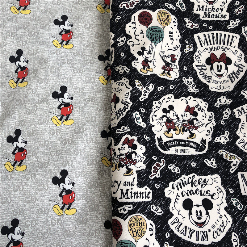 米奇数码印花 复合防水布斜纹布料 手工diy布料辅料箱包衣服面料