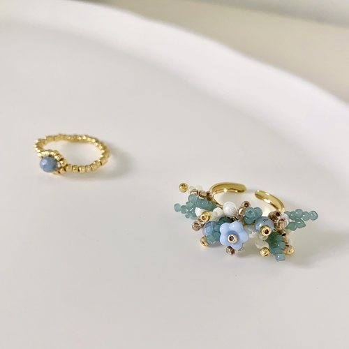 HUYA女串珠少女手工戒指