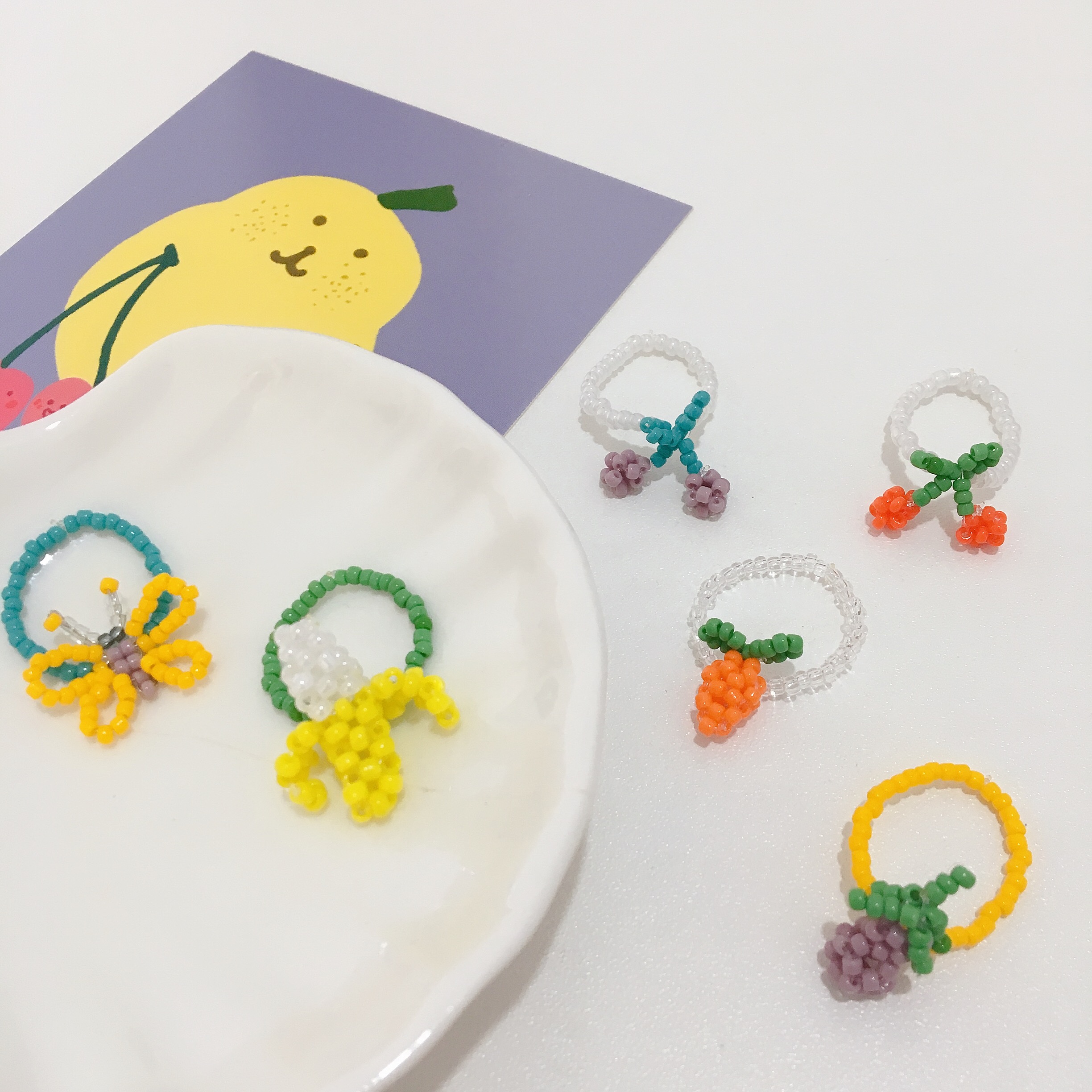 huya手作蝴蝶水果小众手工编织