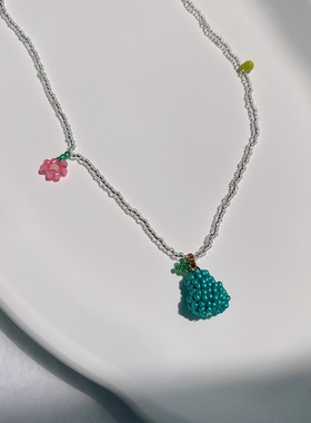 HUYA手作牛油果串珠项链女