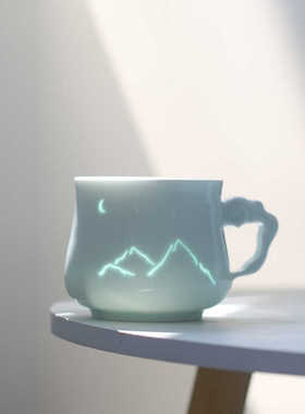 子木山月马克杯高颜值诗意杯子陶瓷成人水杯景德镇玲珑咖啡杯礼品