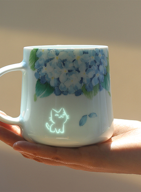 子木猫咪马克杯景德镇伴手女生日礼物咖啡杯陶瓷水杯子家用高颜值