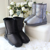 直筒中筒靴短靴5825羊皮毛一体雪地靴平底防水真皮棉鞋 防滑保暖