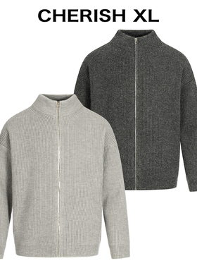 CRXL【仿羊毛】重磅1000G/老钱风宽松毛衣拉链夹克开衫保暖外套男