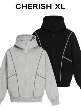 CHERISH XL【1200克重磅】明线设计/空气层boxy短宽连帽卫衣男款