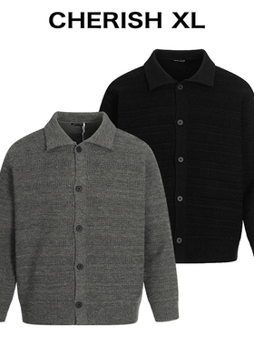 CRXL【抗起球仿羊毛】老钱风重磅800G短款针织开衫毛衣外套男款