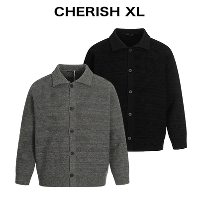 CRXL【抗起球仿羊毛】老钱风重磅800G短款针织开衫毛衣外套男款