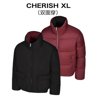 CRXL「双面穿」高充绒量立领面包羽绒服男款 防风保暖 90白鸭绒