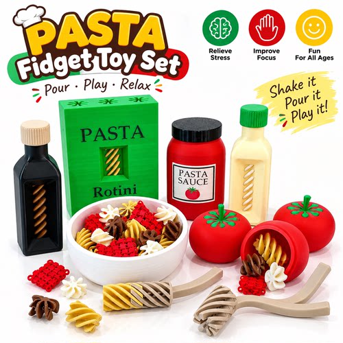 跨境Food Fidget Toys Pack 3D打印食物意面造型儿童减压玩具套装