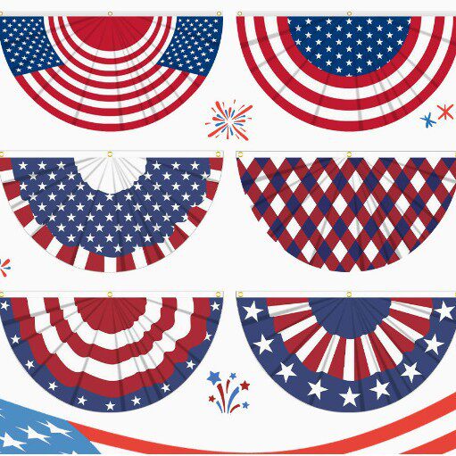 美国扇形旗独立日扇形旗帜美国国旗半圆褶皱星条旗装饰314