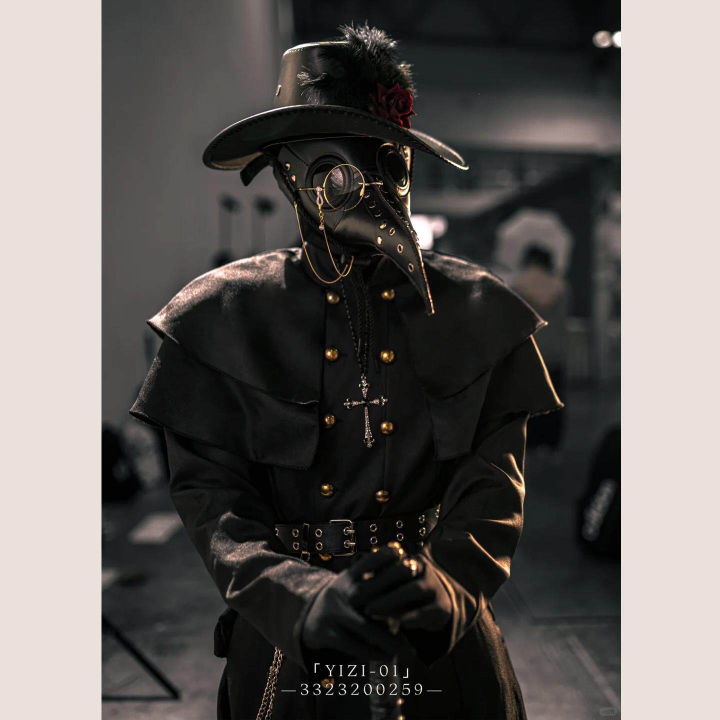 亡灵收割~黑色教徒*瘟疫医生cos服装成人万圣节穿搭男鸟嘴面具衣