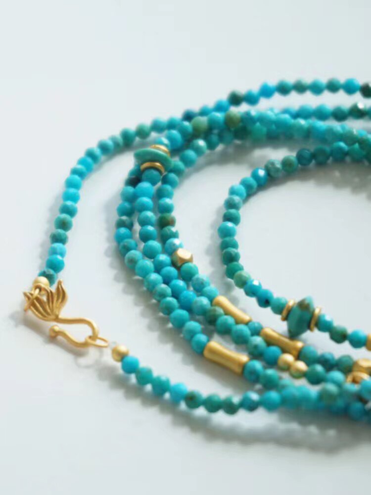 오리지널 디자인 하이 도자기 하이 블루 천연 청록색 멀티 서클 팔찌 면 처리된 핸드메이드