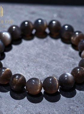 盖亚回声 天然7A+级黑金骨干手链 收藏级黑骨干水晶单圈手串