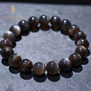 盖亚回声 天然7A+级黑金骨干手链 收藏级黑骨干水晶单圈手串