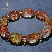 盖亚回声 天然7A级锦鲤胶花水晶貔貅手链串财神鬼佬11 16mm单圈女