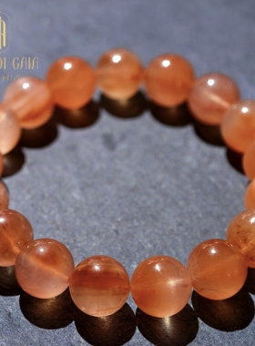 盖亚回声 天然7A级橙兔毛手链 11mm橙色兔毛水晶手串 兔毛水晶