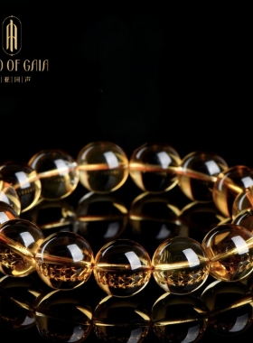 盖亚回声 天然暴力黄水晶圆珠手链 巴西暴力黄水晶散珠手串